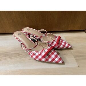 New Wild‎ Fable Women's Size 8 Lysandra Gingham Eyelet Kitten Heels Red White
